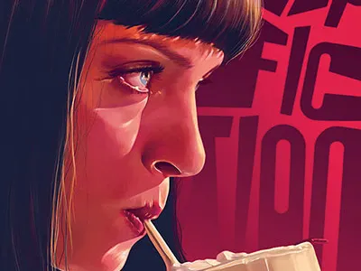 Pulp Fiction digital arts digital painting illustration mia wallace movie poster pulp fiction tarantino uma turman
