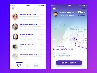 Social Navigation App v2 app button design green localisation maps material message messenger navigation pin