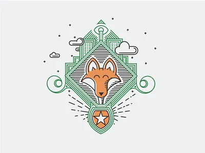 Crafty fox animal character fox illustration marketing money party sales vector vintage