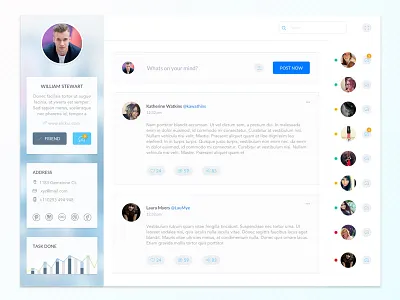 Dashboard-Social Home admin app chart clean ui colors message minimal dashboard mac shadow material desktop message app dribbble best shot light web app inspiration modern osx web app design social page inspiration