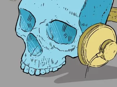 Skull & Headphones headphones illustration music skull wacom