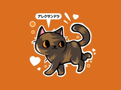 Tortoiseshell Cat! brown calico cat cute dribbble dribbble shot illustrator orange photoshop white