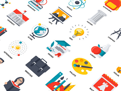 Education Icons bell book bus education graduate icon knowledge school science student university vector
