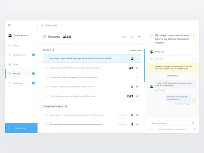 Daily UI #7 - To-Do List Dashboard clean conversation daily ui dashboard list search tasks ui ux