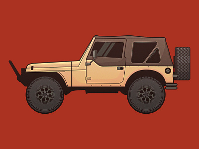 Tan TJ 4x4 jeep offroad vector