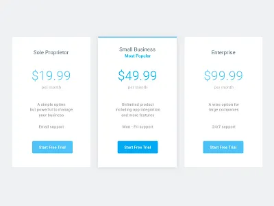 Minimal Pricing Table card pricing simple table ui ux web