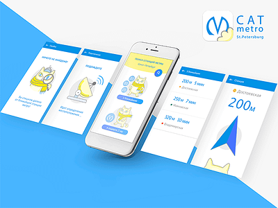 CAT metro application illustration mobile ui ux