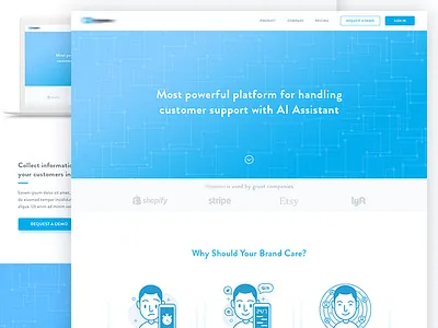 Artificial Intelligence - Landing Page ai artificial blue bot customer intelligence landing page service website