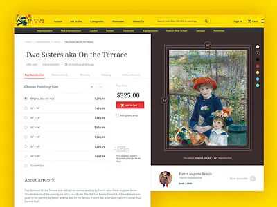 Item Page Reproduction artwork buy painting reproduction shop store website