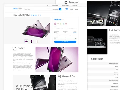Onlineshop Detail Page basket cart ecommerce mobile product shopping web website