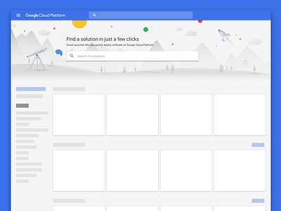 Marketplace illustration cloud cloud platform discover google google material illustration marketplace material illustration rocket telescope ui visual design