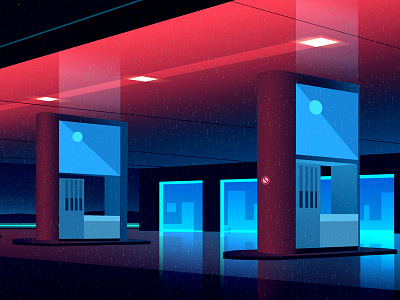 GONE.34 city drive futur gone illustration light neon rain retro traveli