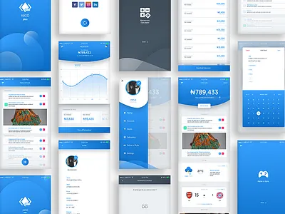 AIICO Pension PLUS app: Screens blue design gradient ios mobile modern pension ui ux web