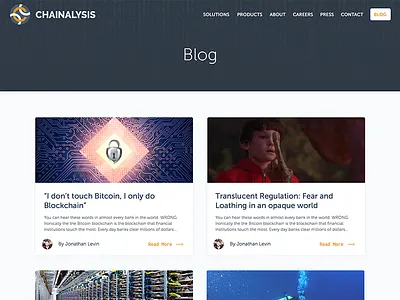 Chainalysis Blog Design + Implementation bitcoin blockchain blog ghost jekyll navy two column