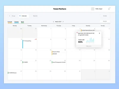 Calendar calendar event ticket web