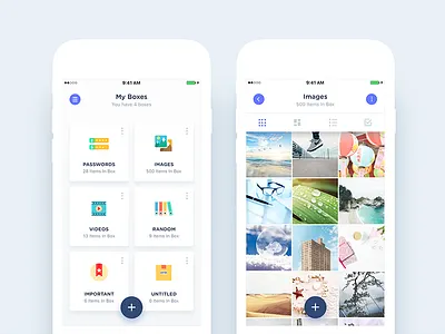 Boxes (Folders) & Single Box (Folder) Views android app encryption folder home ios media productivity security storage utility