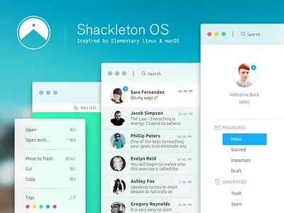 Shackleton OS apple browser clean desktop email gui icons linux mail osx ui ux