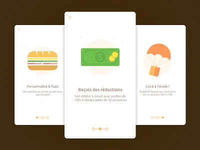 [Budgeat app] Onboarding app delivery food form illustration localisation logo mobile onboarding sandwich school student
