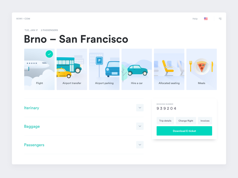 Example of Manage my booking WIP