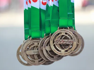 Running Event Medal Design - 3K, 5K and 10K blue design event gold green medal orange printing running ui ux web
