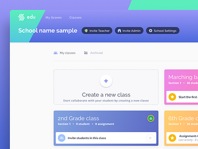 Flat For Education Dashboard card design edu education flat ui ux web