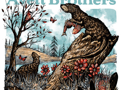 Avett Brothers - WV gigposter otter river screenprint spring west virginia wild wonderful