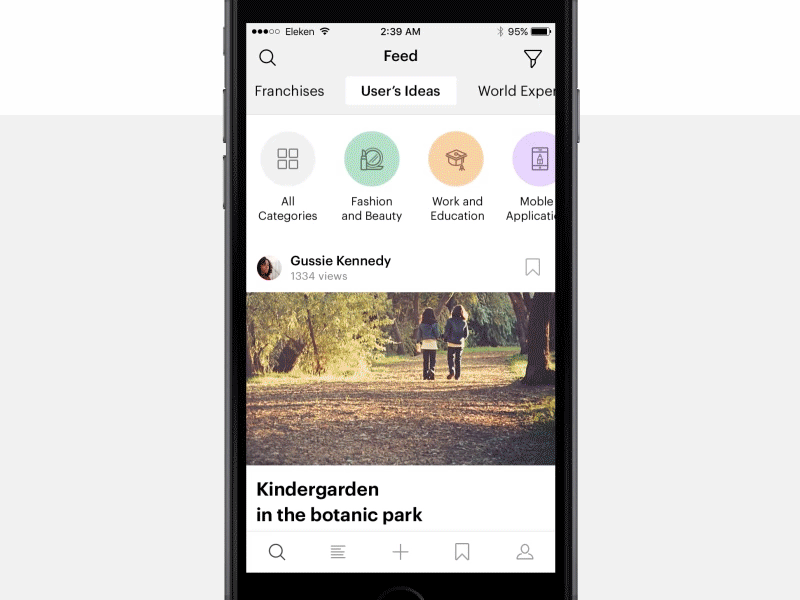 [Business Inspiration] Article app article business categories feed franchise icons list overview ui ux