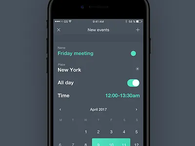 New event in calendar calendar event ios mobile task ui