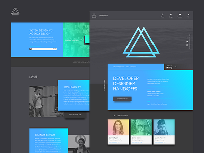 Shipyard Site brand dark design material design meetup minimalist site web design website