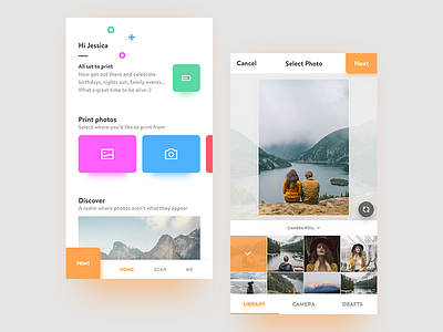 Home and Library Design app camera discover edit feed filter gallery ios minimal mobile navigation photo