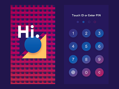 Splash and Passcode screens android app gradient ios ipad iphone pattern ui