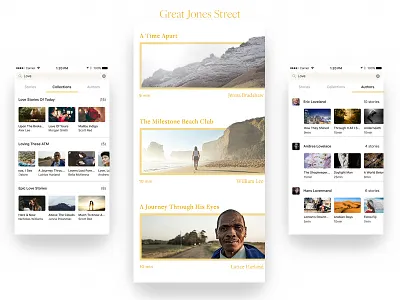 Great Jones Street App app clean fiction interaction design ios minimalistic mobile modern product product design stories ui