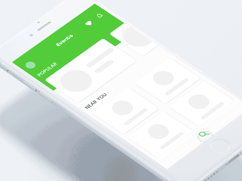 Event Discovery App - Search+Filter animation app event favourite fidelity filters gif interaction ios low ui ux