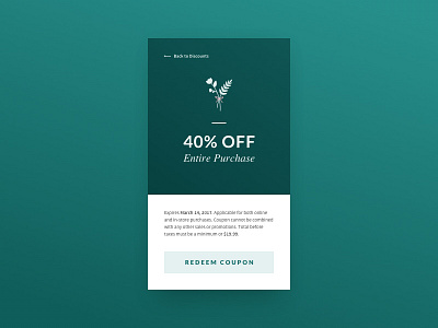 Daily UI #061 - Redeem Coupon 061 concept dailyui discount code floral mobile order purchase redeem coupon ui ux