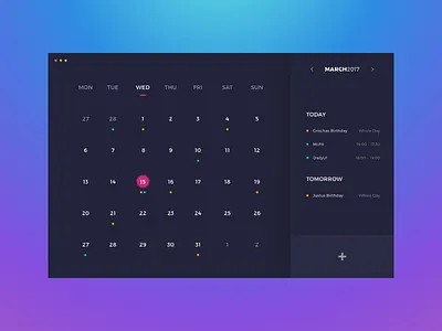Calender calender daily dark ui ux