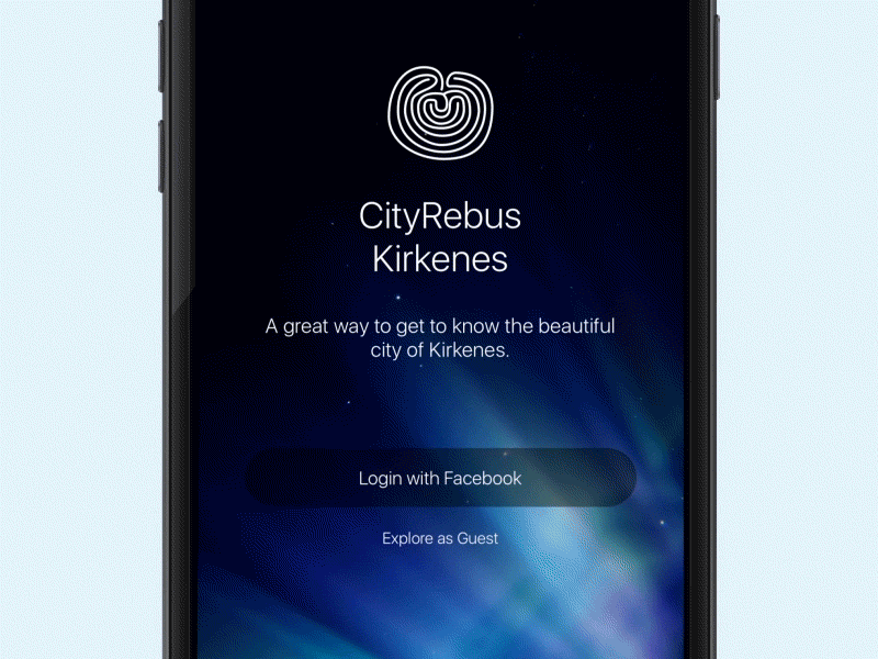 Kirkenes login animation animation aurora dark interface ios ios interface login norway scandinavian