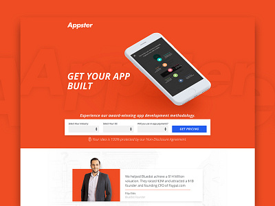 Appster Lead Generation Landing Page app cro form lead gen mockup tech typography ui unbounce ux website