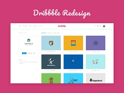 Dribbble Redesign - White Theme dribbble flat modern redesign ui ux web website white