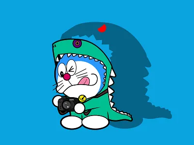 机器猫鱼斯拉 插画练习