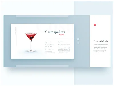 Cocktail Recipe Site clean cocktail cosmopolitan landing minimalistic recipe recipe app web website