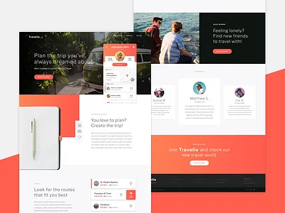 Travello Landing Page app app design landing page mobile app one page travel trip webdesign