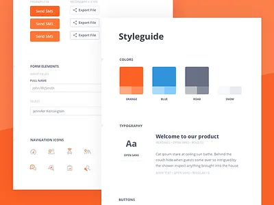 Styleguide Car Project clean components minimal orange patterns styleguide stylekit system ui ui kit