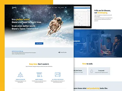 7pace Landing Page 7pace astronaut blue code flat homepage landingpage modern timetracker webdesign
