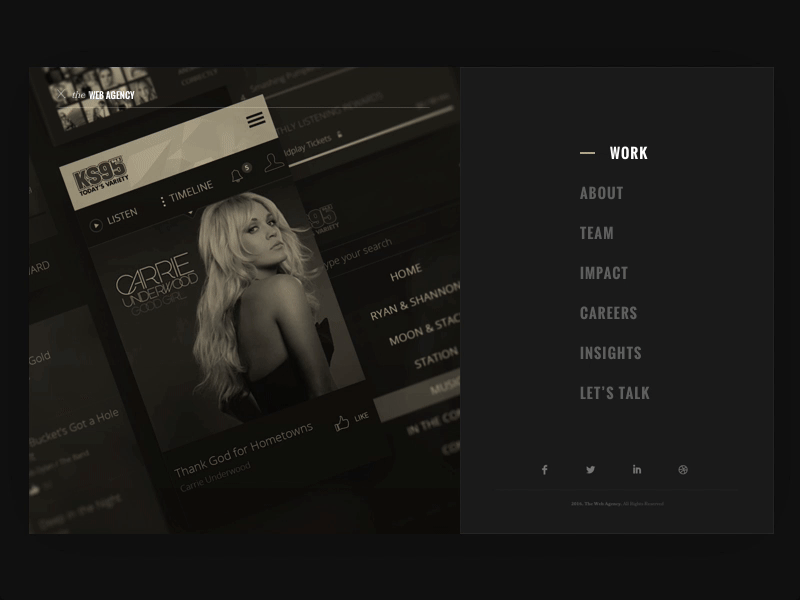 Web Agency Menu agency dark gold interactive menu navigation split view web design