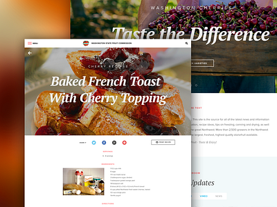 Washington State Fruits cherry clean colorful design food fresh fruits peach styleguide tasty ui ux