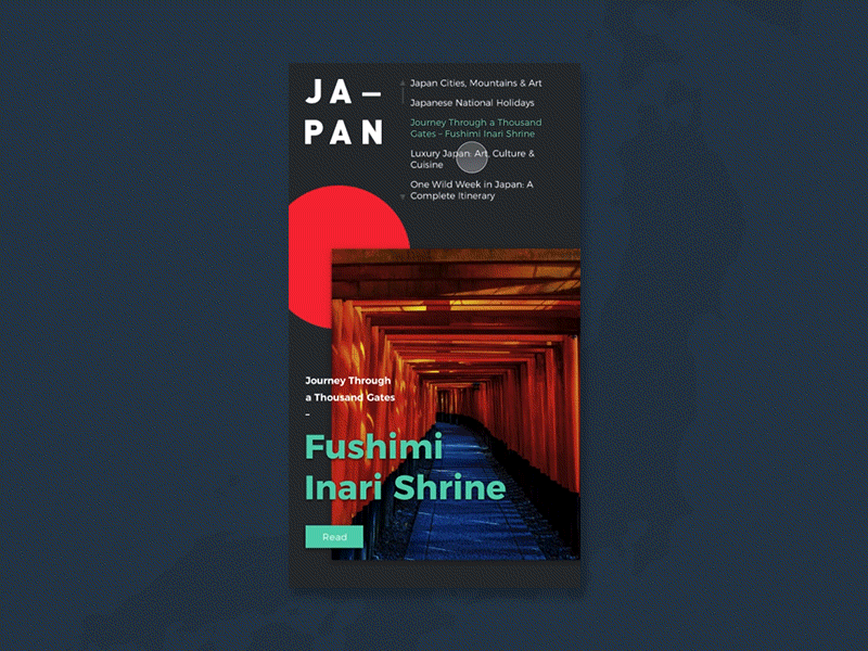 Travel itinerary: Japan article japan magazine prototype ui