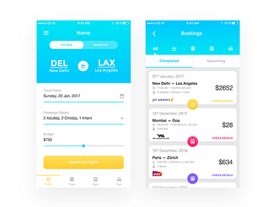 Travel Booking booking bus clean flight ios minimal modern simple taxi ux