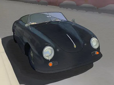 Porsche On Abbot Kinney adobe car drawing ink pencil photoshop porsche sketch watercolor