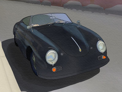 Porsche On Abbot Kinney adobe car drawing ink pencil photoshop porsche sketch watercolor