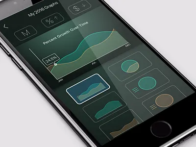 Clean Green Multi-Chart Graph UI filters graph green ios iphone iphone 7 mobile multi chart